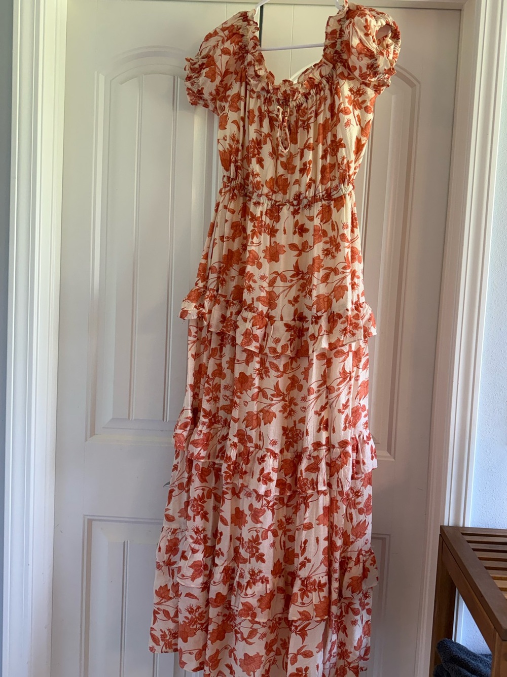 Astr Rust Floral Tiered Maxi Dress